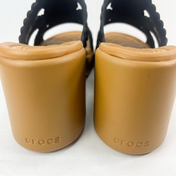 Crocs Brooklyn Woven Heel Platform Sandals Black Women’s size 9 Chunky - Picture 6 of 9